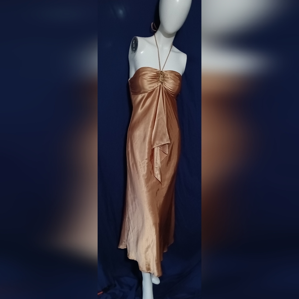 Elegant Satin Dress in Bronze